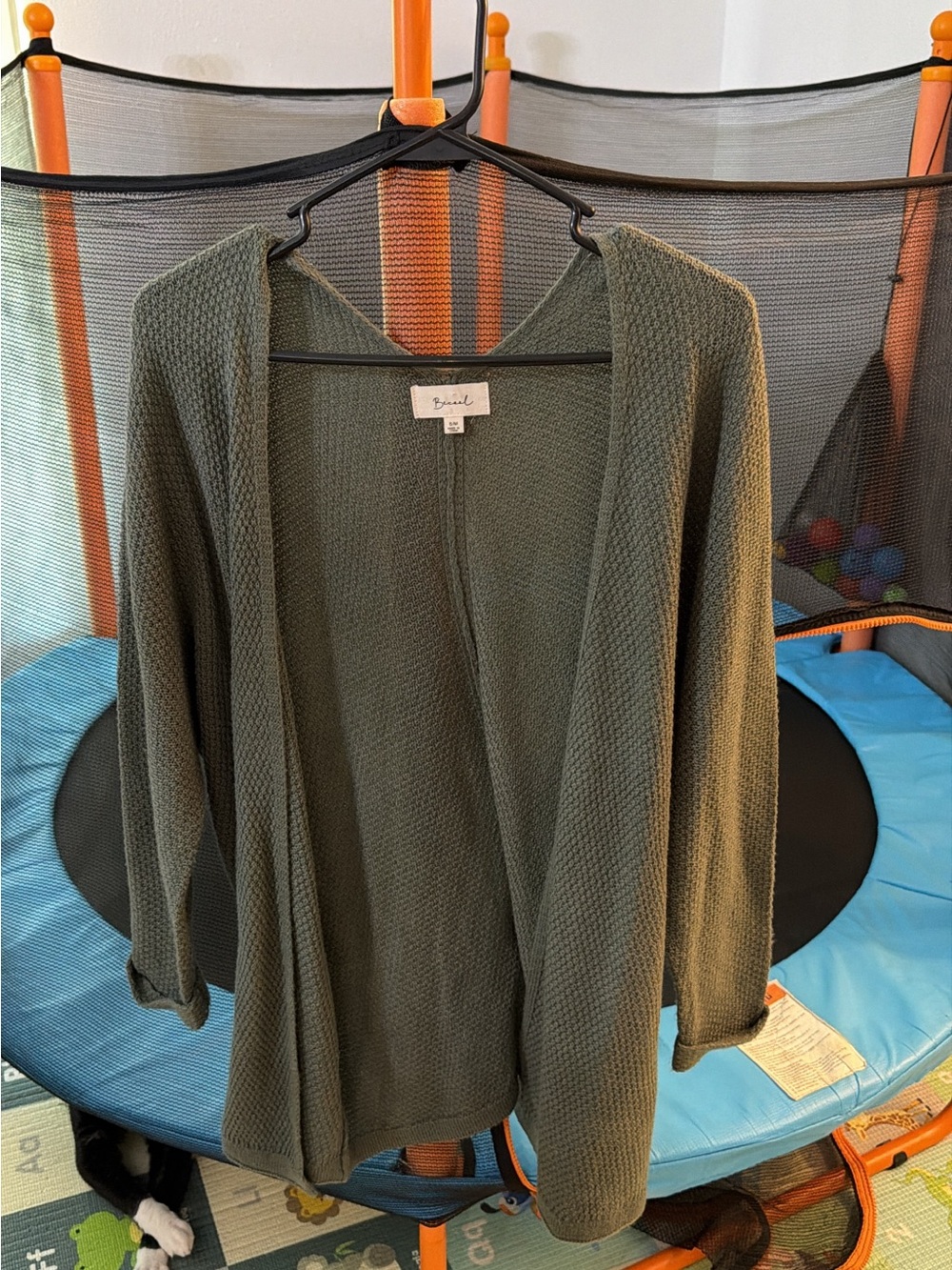Brushed Olive Open-Front Women's Cardigan by